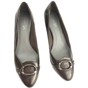 Easy 5th Womens Heels Size 7.5M Bronze Metallic Kitten Heel Pumps